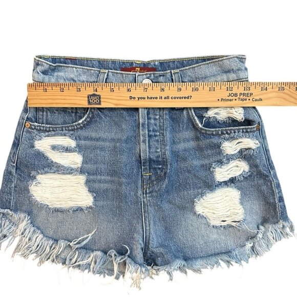 7 for All Man Kind Womens Cut-Off Jeans Shorts Size 25 Raw Hem Frayed Distressed - Picture 13 of 16